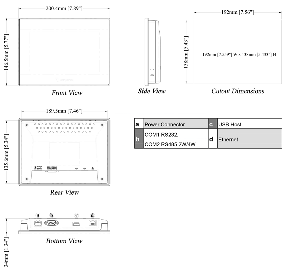 Dimensions MT8071iP